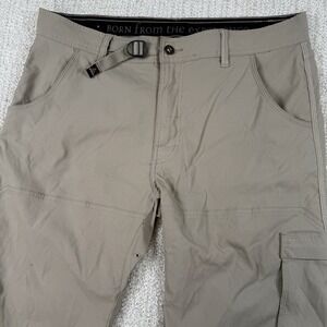 prAna Men's Large Zion Beige Belted Outdoor Hiking Pants Nylon